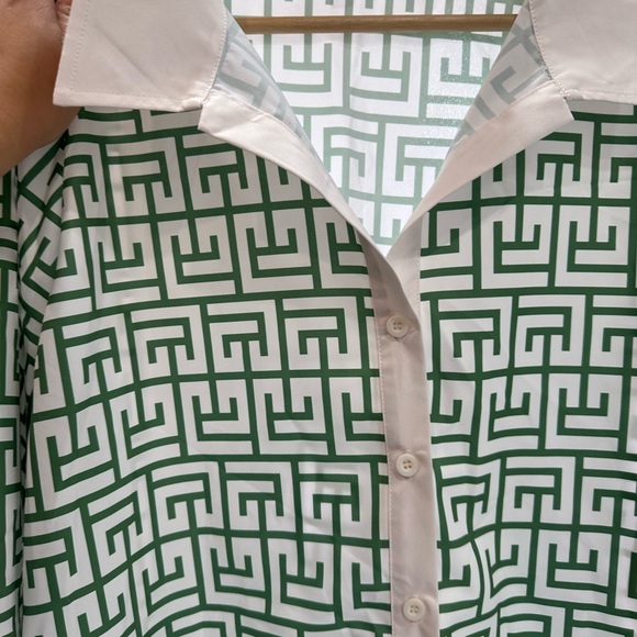 White and Light Blue Geometric Dress - Picture 4 of 10